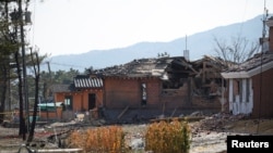 Последствия сброса бомб на жилые дома в Почхоне, Южная Корея, 6 марта 2025 года