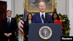 Президент Джо Байден выступает с заявлением по поводу освобождения Бриттни Грайнер. 8 декабря 2022 г. 