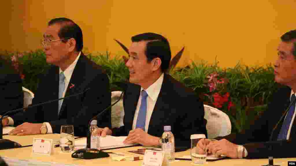 马习会后马英九召开记者会 （美国之音记者李逸华拍摄）